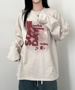 オーバーフィット長袖Tシャツ OATMEAL