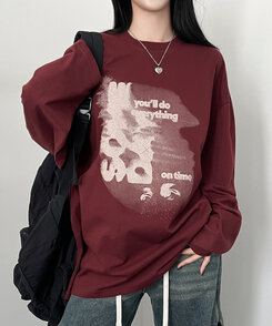 オーバーフィット長袖Tシャツ WINE