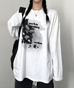 オーバーフィット長袖Tシャツ WHITE