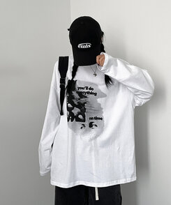 オーバーフィット長袖Tシャツ WHITE