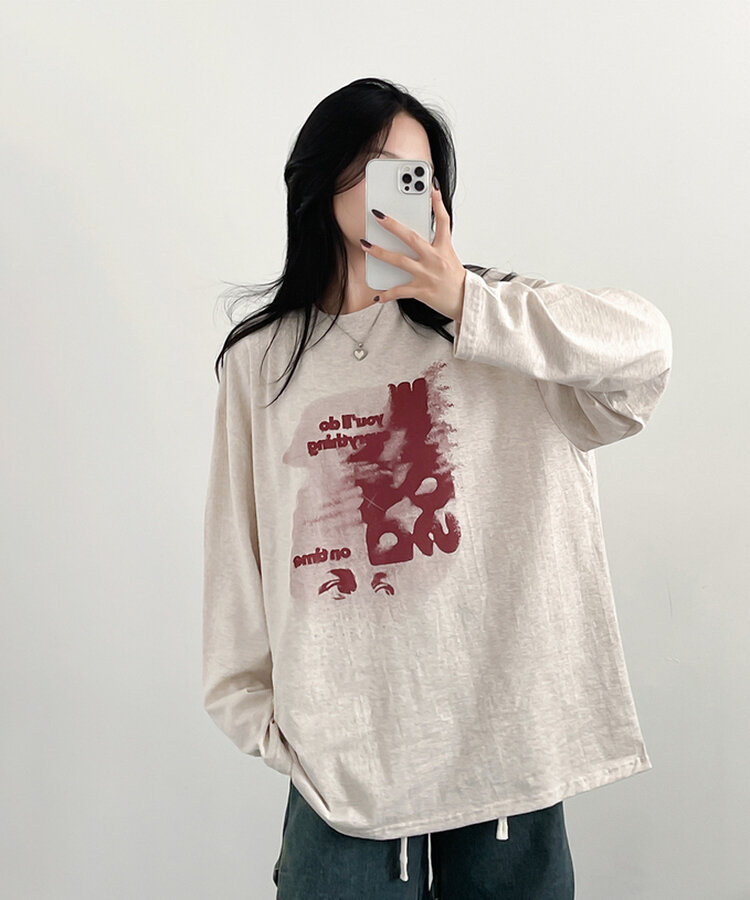 オーバーフィット長袖Tシャツ OATMEAL