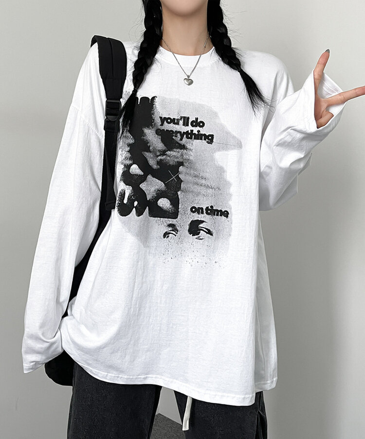 オーバーフィット長袖Tシャツ WHITE