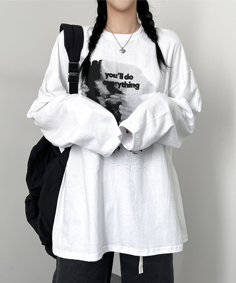 オーバーフィット長袖Tシャツ WHITE