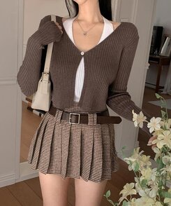 ベルト】チェックプリーツミニスカート｜ミニスカート｜韓国