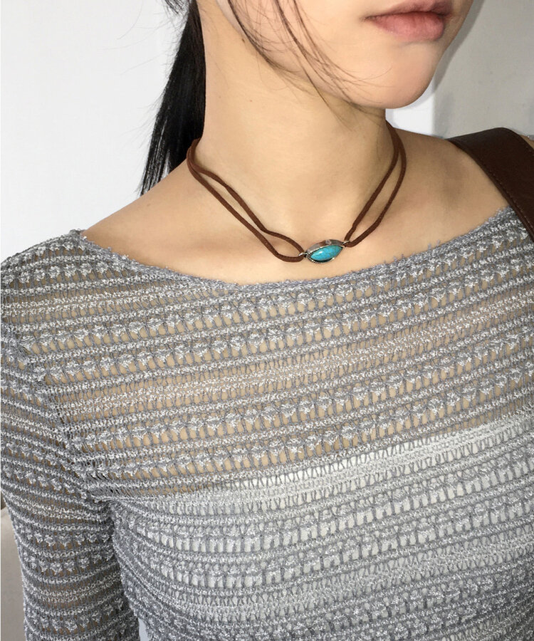 ボヘミアントルコ原石チョーカーネックレス BROWN