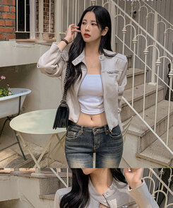 スタンダードポケットスエードセミクロップ長袖ジャケット BEIGE