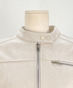 スタンダードポケットスエードセミクロップ長袖ジャケット