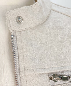 スタンダードポケットスエードセミクロップ長袖ジャケット