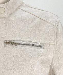 スタンダードポケットスエードセミクロップ長袖ジャケット