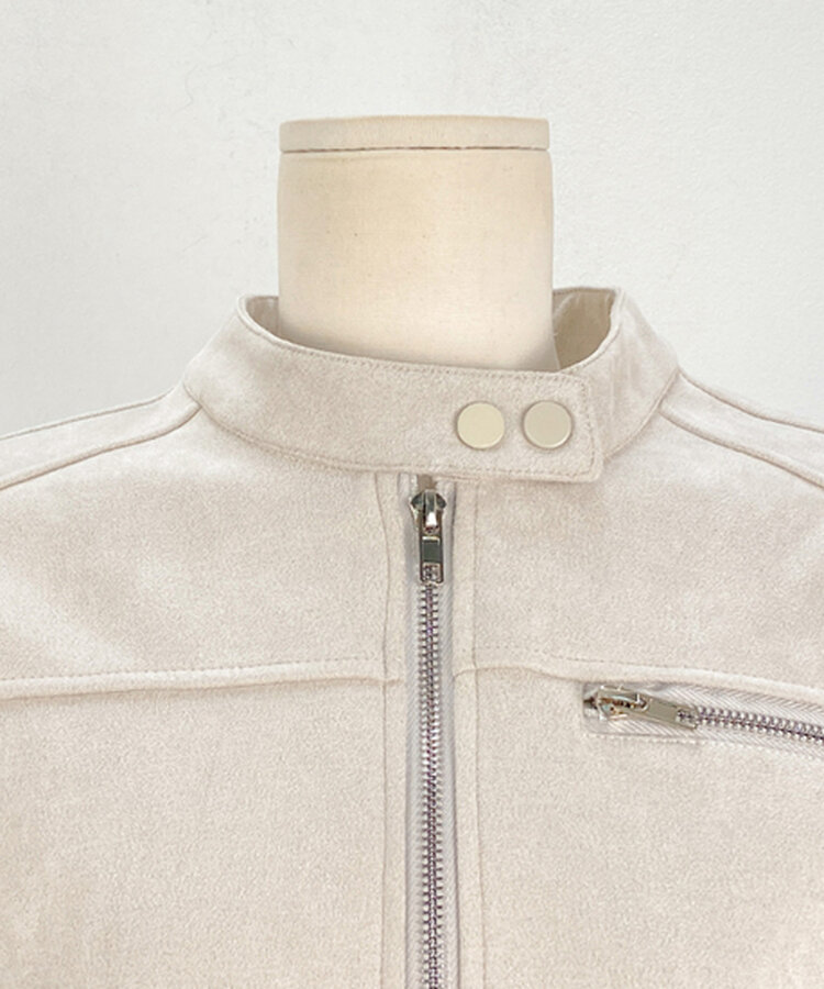 スタンダードポケットスエードセミクロップ長袖ジャケット