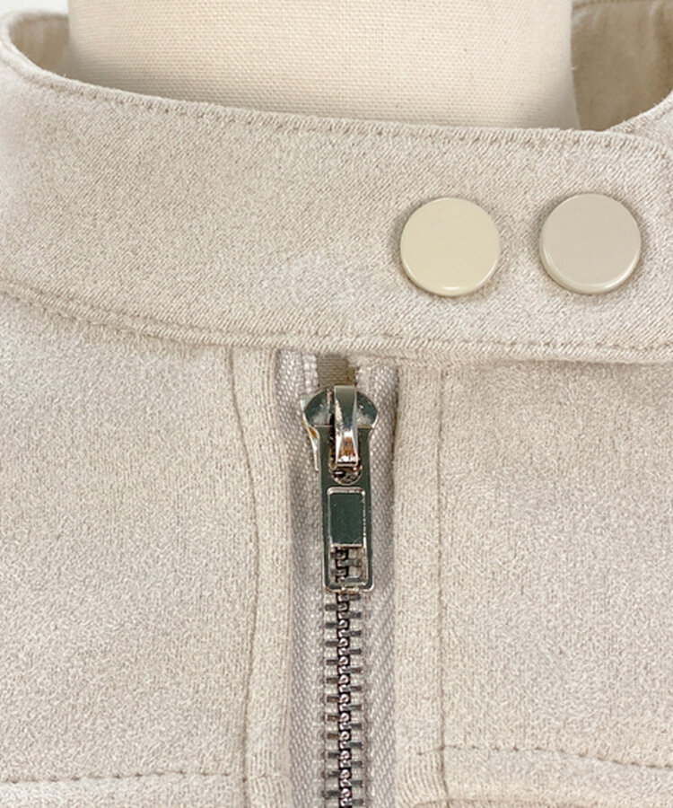 スタンダードポケットスエードセミクロップ長袖ジャケット