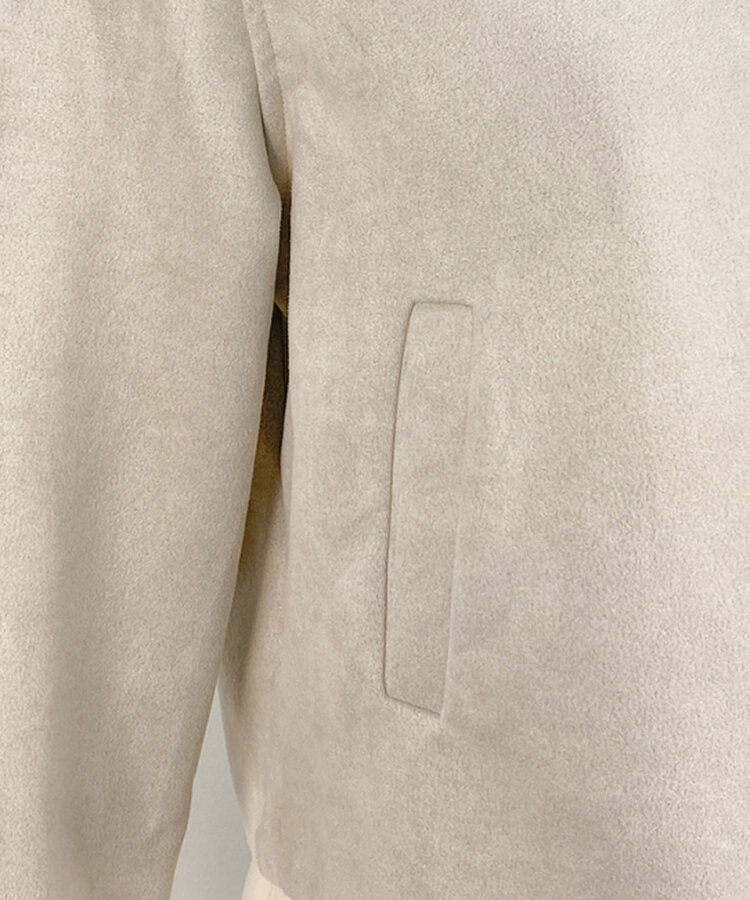 スタンダードポケットスエードセミクロップ長袖ジャケット