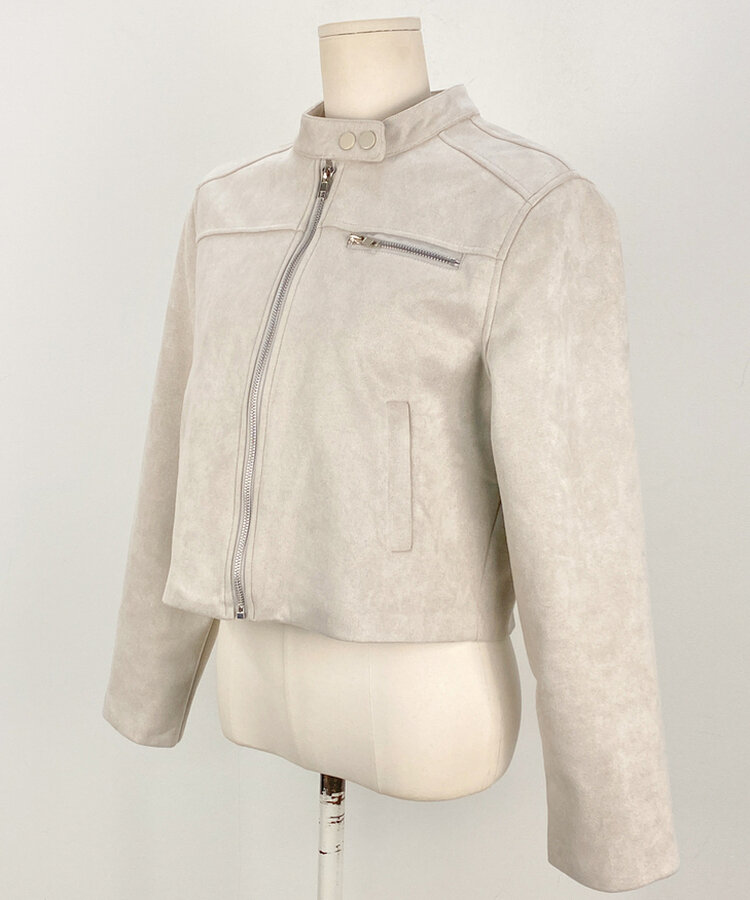 スタンダードポケットスエードセミクロップ長袖ジャケット