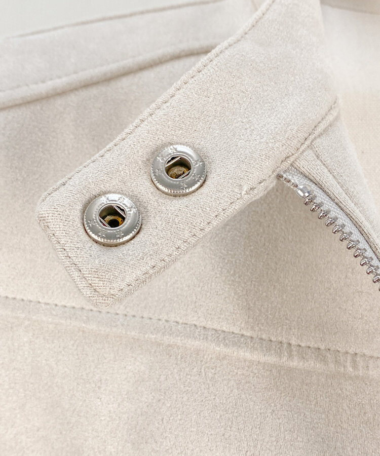 スタンダードポケットスエードセミクロップ長袖ジャケット