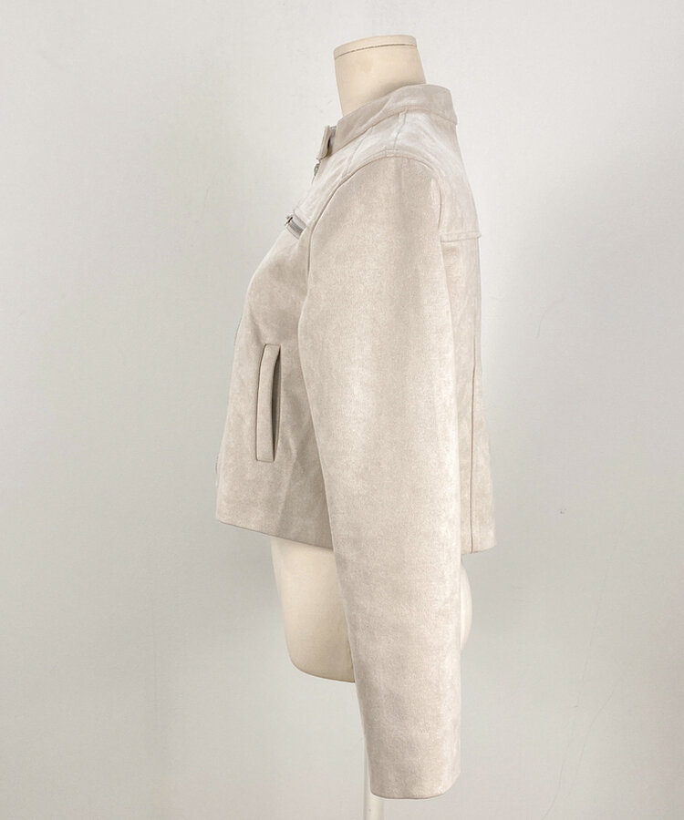 スタンダードポケットスエードセミクロップ長袖ジャケット