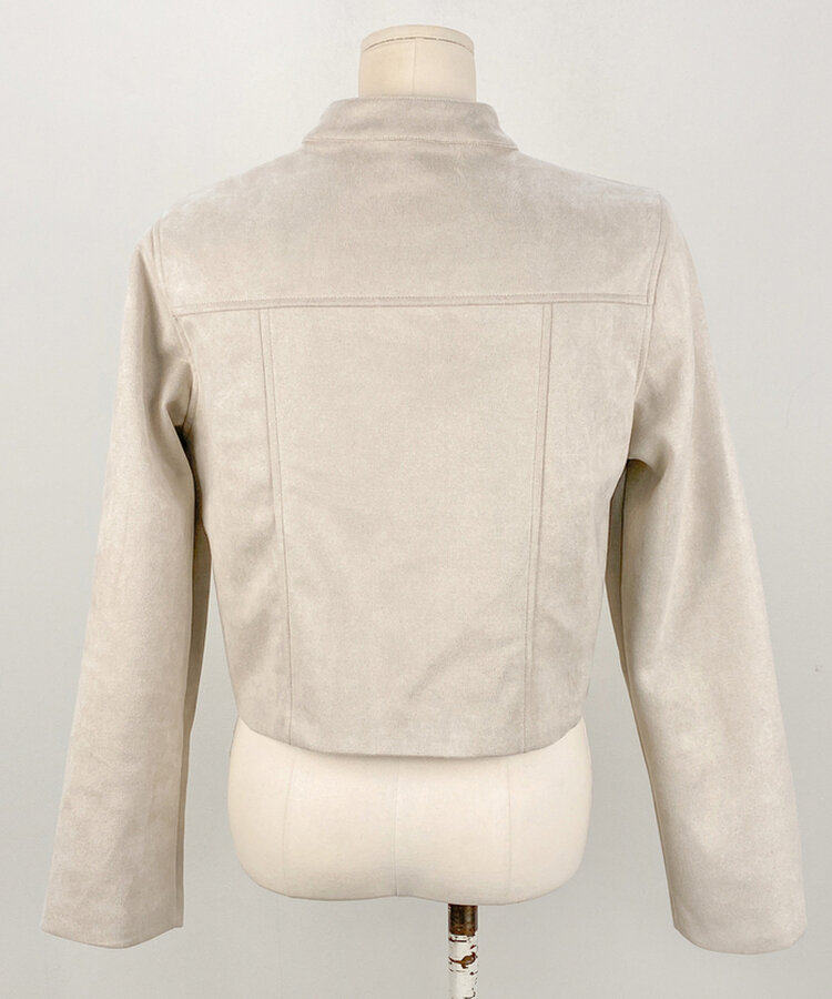 スタンダードポケットスエードセミクロップ長袖ジャケット