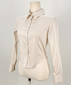 カラーネックスリムフィットクロップブラウスシャツ