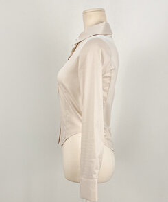 カラーネックスリムフィットクロップブラウスシャツ