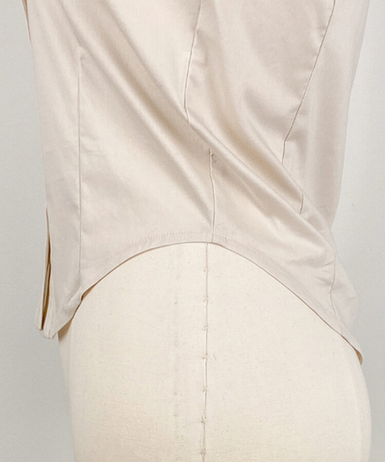 カラーネックスリムフィットクロップブラウスシャツ