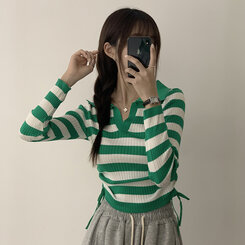 スリムフィットセミクロップストリング長袖Tシャツ7色 GREEN