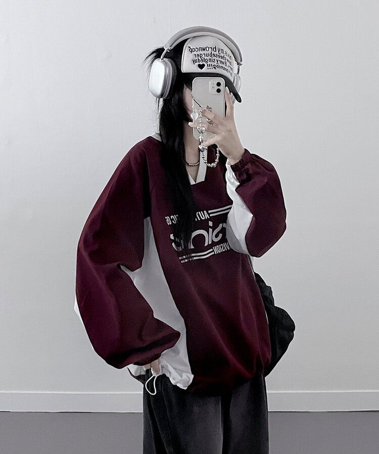 ウィンドブレーカーナイロンオーバーフィットトレーナー｜スウェット