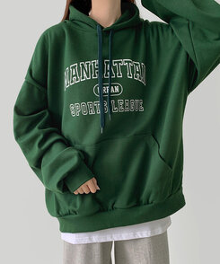 レタリングルーズフィットフード長袖Tシャツ WATERMELON