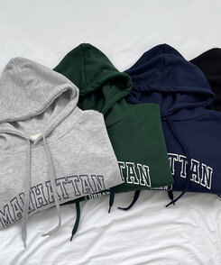 レタリングルーズフィットフード長袖Tシャツ