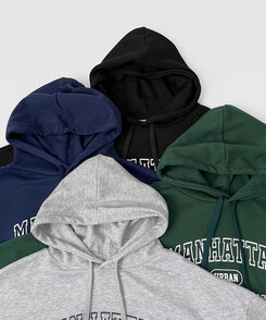 レタリングルーズフィットフード長袖Tシャツ