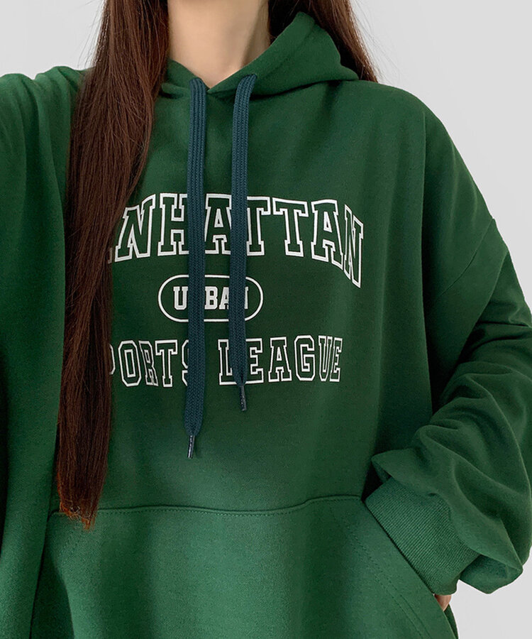 レタリングルーズフィットフード長袖Tシャツ WATERMELON