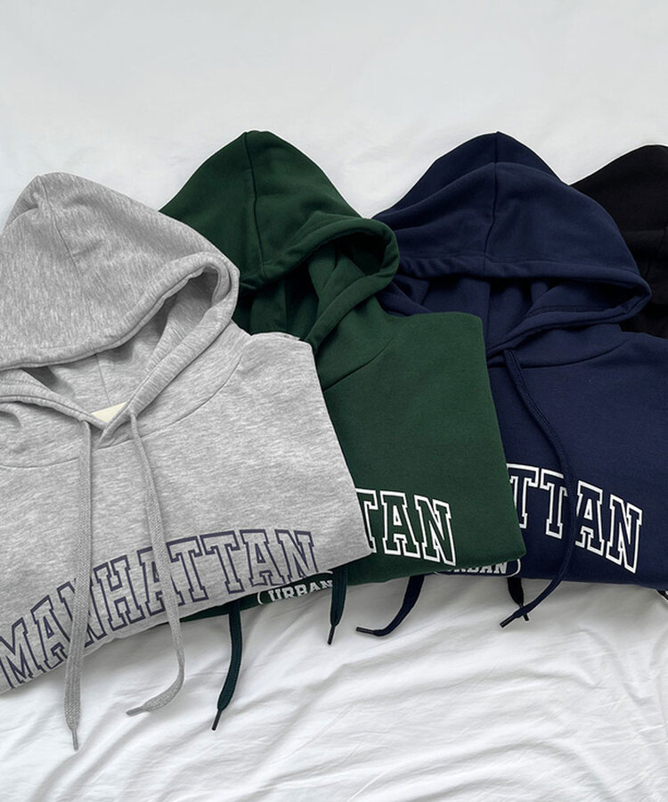 レタリングルーズフィットフード長袖Tシャツ