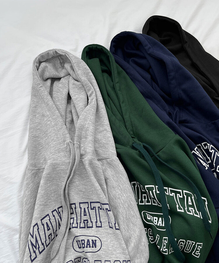 レタリングルーズフィットフード長袖Tシャツ