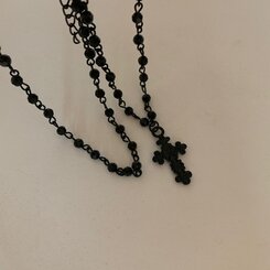 ジュエリー クロスダブルビーズネックレス