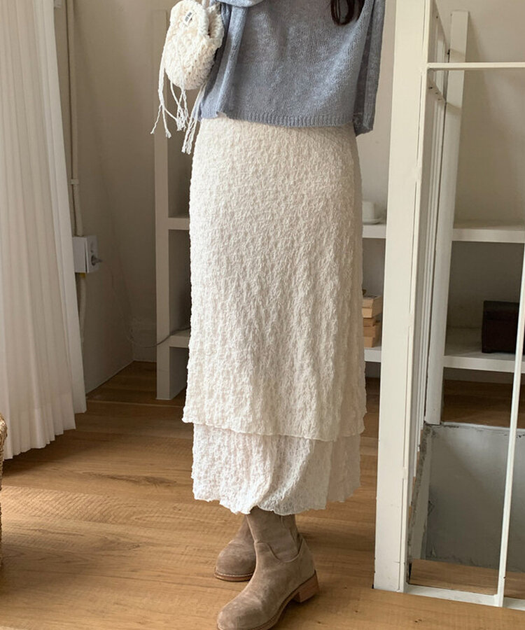 デイリーレイヤーロングスカート IVORY