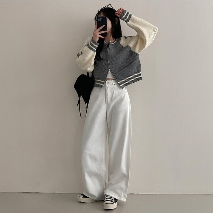 이던 히든밴딩 코튼 와이드 팬츠 화이트