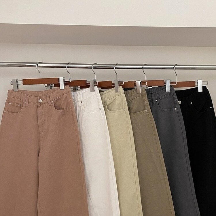 이던 히든밴딩 코튼 와이드 팬츠