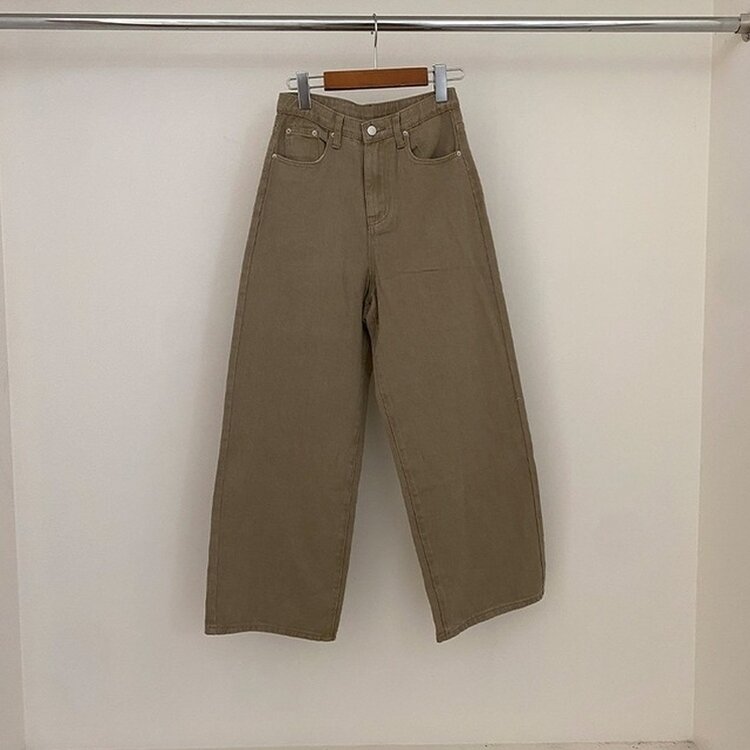 이던 히든밴딩 코튼 와이드 팬츠