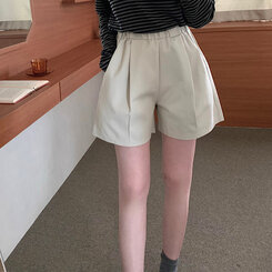 ショートパンツ ハイウエストポケットショートパンツ BEIGE