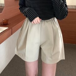 ショートパンツ ハイウエストポケットショートパンツ BEIGE
