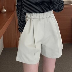 ショートパンツ ハイウエストポケットショートパンツ BEIGE