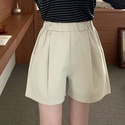 ショートパンツ ハイウエストポケットショートパンツ BEIGE