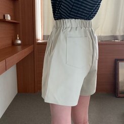ショートパンツ ハイウエストポケットショートパンツ BEIGE