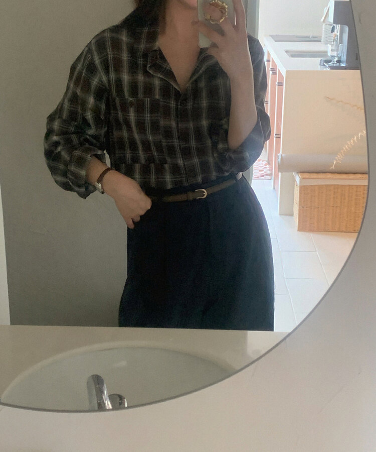 ムアピンタックコットンスラックス NAVY