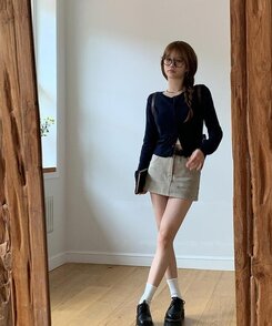 ミニスカート コットンスカートパンツ BEIGE