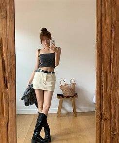 ミニスカート コットンスカートパンツ BEIGE