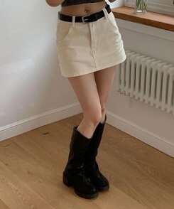 ミニスカート コットンスカートパンツ BEIGE