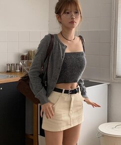 ミニスカート コットンスカートパンツ BEIGE
