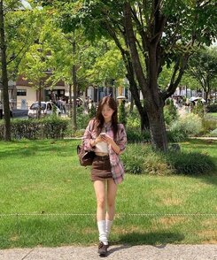 ミニスカート コットンスカートパンツ BROWN