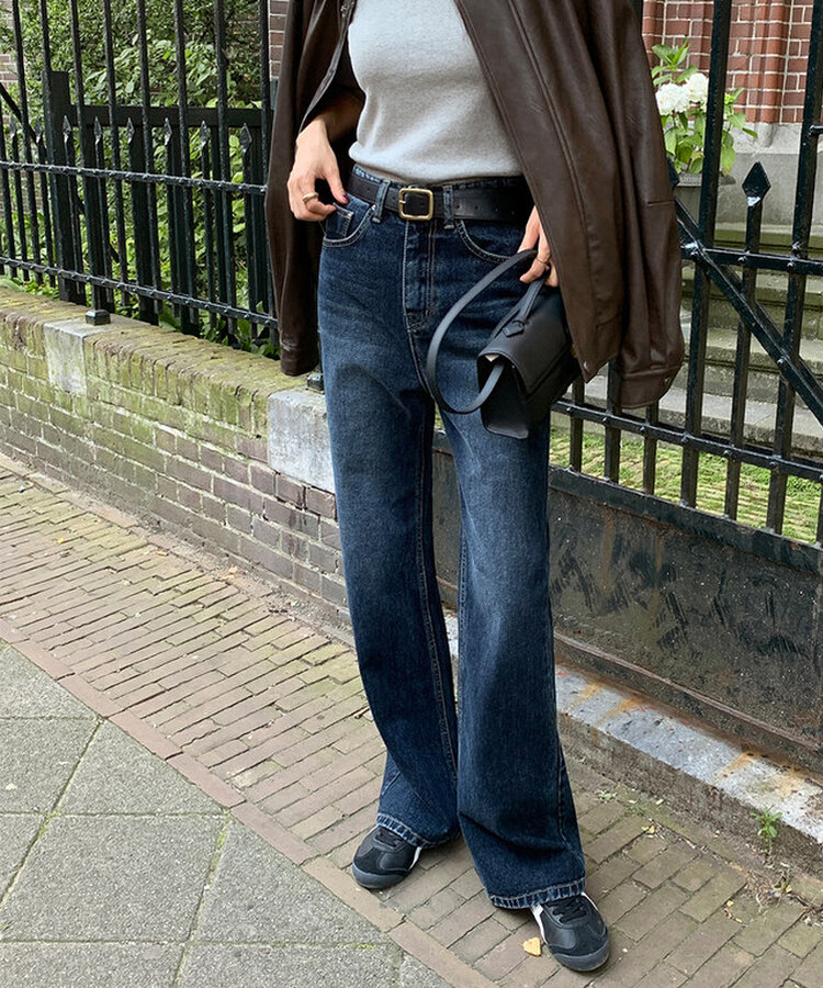 ワイドロングデニムパンツ BLUE BLACK