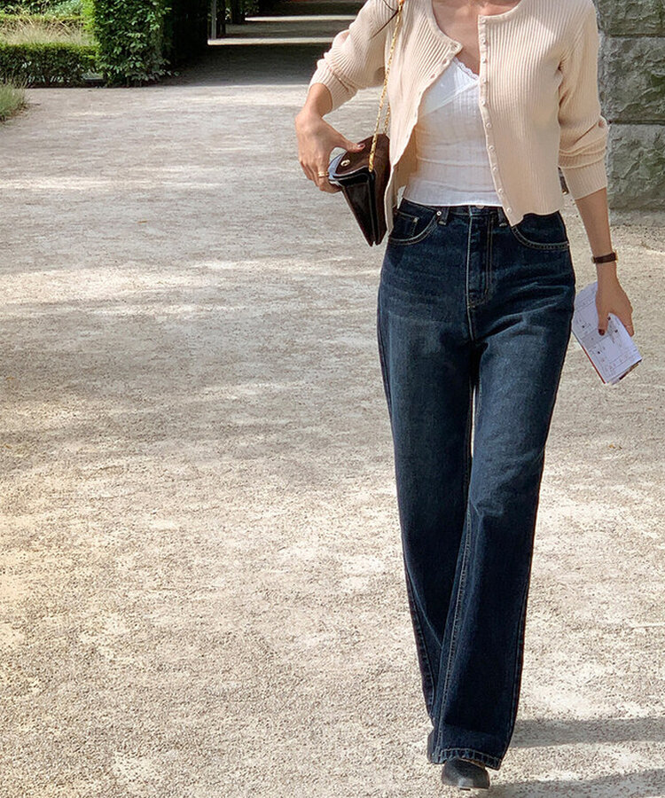 ワイドロングデニムパンツ BLUE BLACK