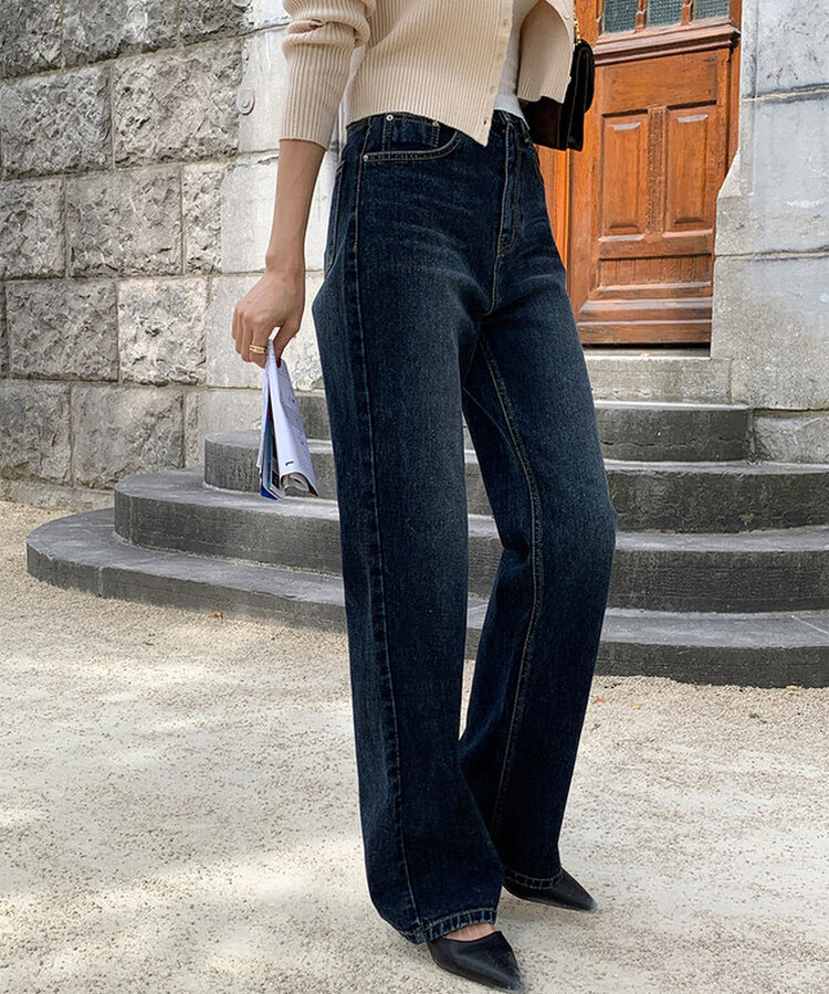 ワイドロングデニムパンツ BLUE BLACK